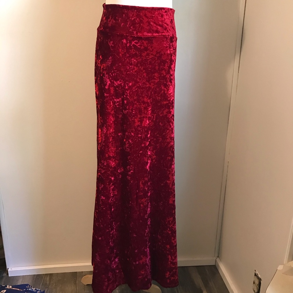 Red Velvet Maxi Skirt